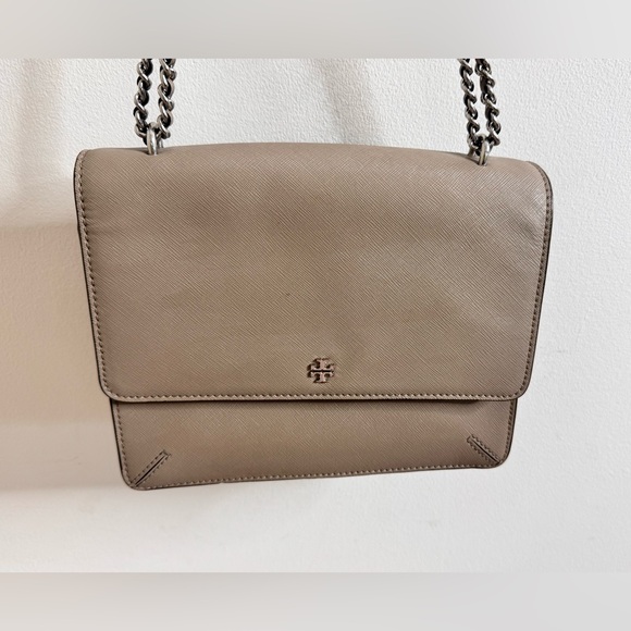 Tory Burch Handbags - Tory Burch Taupe Leather Shoulder Bag